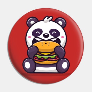 Cute Panda Eating Burger Cartoon Pin