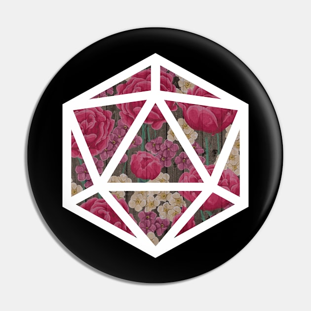 D20 Decal Badge - Roses Pin by aaallsmiles