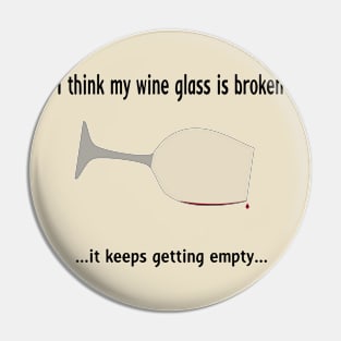 Broken wine glass - red wine for light bg Pin