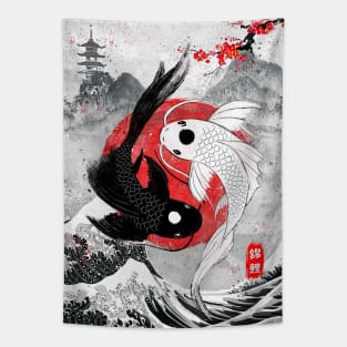 Japanese Koi Fish yingyang Tapestry