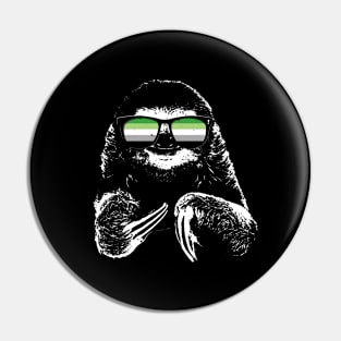 Pride Sloth Aromantic Flag Sunglasses Pin