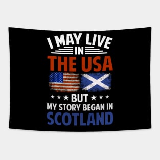 Vintage Scotland And American Flags Scottish American Tapestry