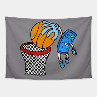 Funny cartoon basketball dunk Tapestry