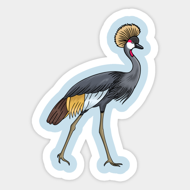 Grey crowned crane cartoon illustration - Grey Crowned Crane Bird Cartoon - Sticker | TeePublic Grey crowned crane cartoon illustration - Grey Crowned Crane Bird Cartoon - Sticker | TeePublic