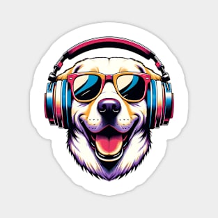 Labrador Retriever Smiling DJ in Japanese Art Style Magnet