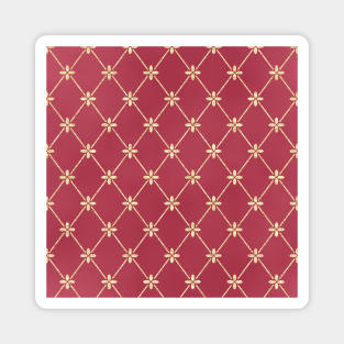 Gold Foil Floral Lattice - Dark Red Magnet