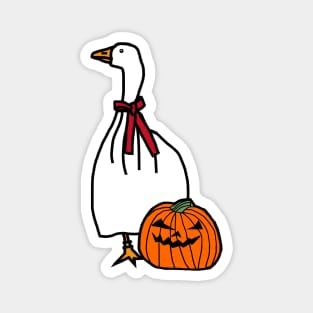 Gaming Goose with Stolen Halloween Horror Pumpkin Ghost Costume Magnet