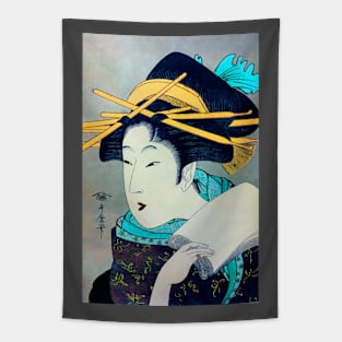 Traditional geisha woodblock painting Tapestry