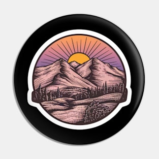 Alpine Glow: Dawn Over Peaks Pin