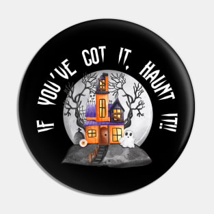 Haunted House Halloween Ghost tshirt Pin