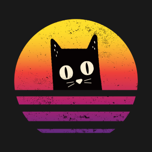Vintage Cat Shirt | Warm tone Retro Style T-Shirt | Black Cat Shirt | Cat Shirt | Cat Lover T-Shirt