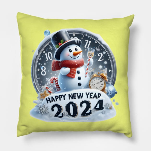 Frosty's Holiday Magic: Celebrate Christmas and Ring in the New Year with Whimsical Designs! Pillow by insaneLEDP