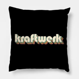 Vintage Kraftwerk Rainbow Letters Distressed Style Pillow