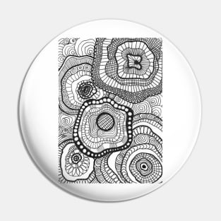 Doodle Flowers black and white Pin