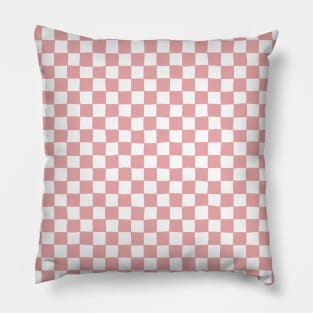 Wonky Checkerboard, Pink and White Pillow