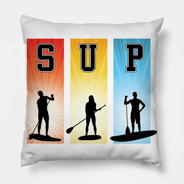 StandUp Paddle Boarding SUP graphic Pillow by Surfer Dave Designs