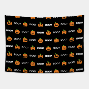 8bit halloween cute pumpkin pattern Tapestry