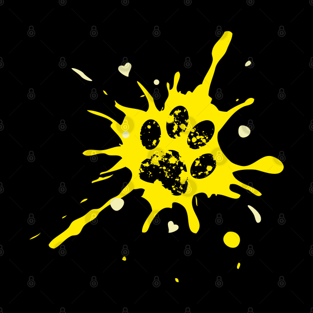 Dog paw splash - yellow by Ravendax