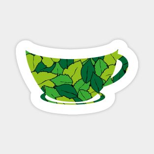 cup of organic herbal leaf tea for healthy life logo Magnet