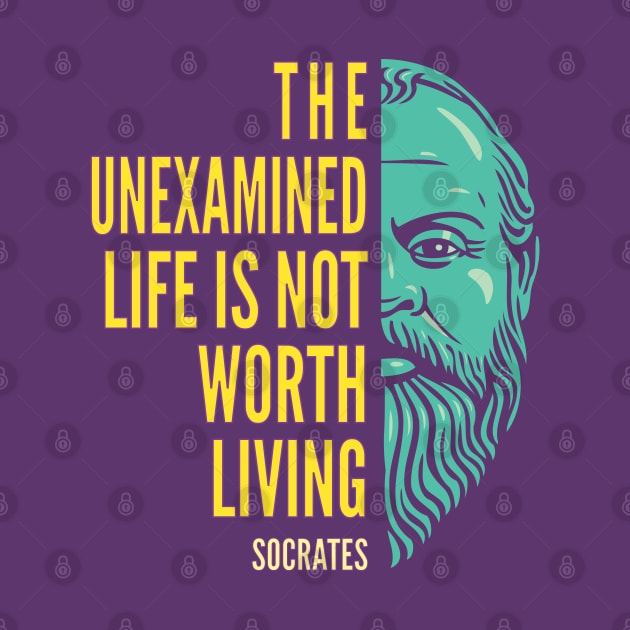 Socrates Portrait & Inspirational Quote: The Unexamined Life (color version) by Elvdant