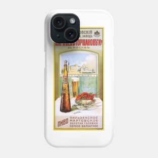 RUSSIAN BEER with Seafood Vintage Alcoholic Beverage Old Soviet Advertisement Phone Case