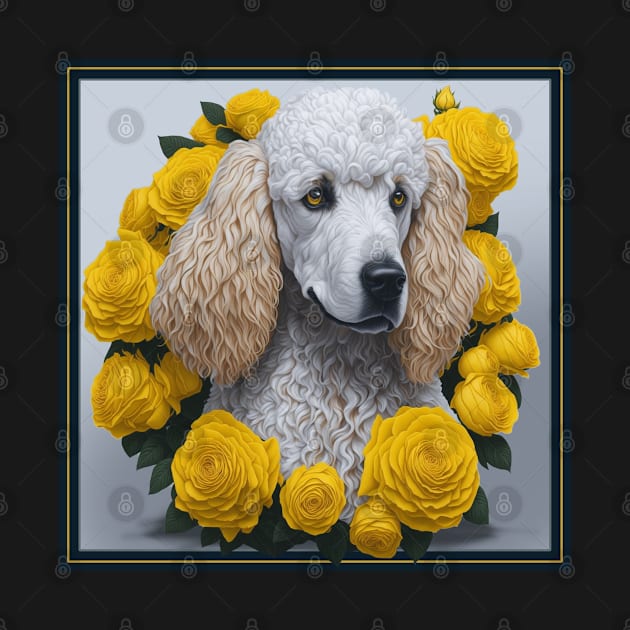 Standard poodle yellow roses by xlhombat