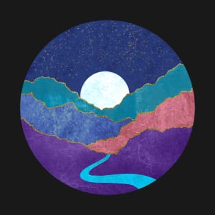 Abstract Moonlit Mountain Landscape T-Shirt