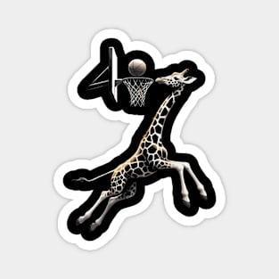 funny giraffe  basketball slam dunked Magnet