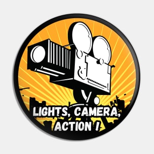 'Lights, Camera, Action!' Newgrounds-Inspired design Pin