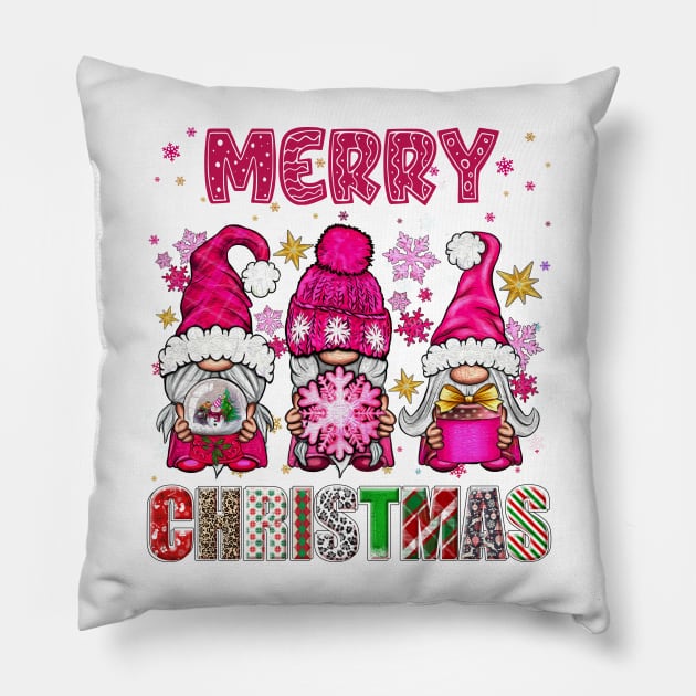 Merry Christmas Gnome Family Funny Xmas Tree Women Men Kids Pillow by JennyArtist