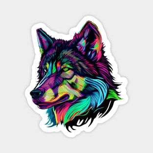 Neon Howl: Let Your Inner Wolf Shine Magnet