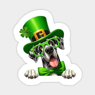 St Patricks Day Peeking Great Dane Dog Magnet