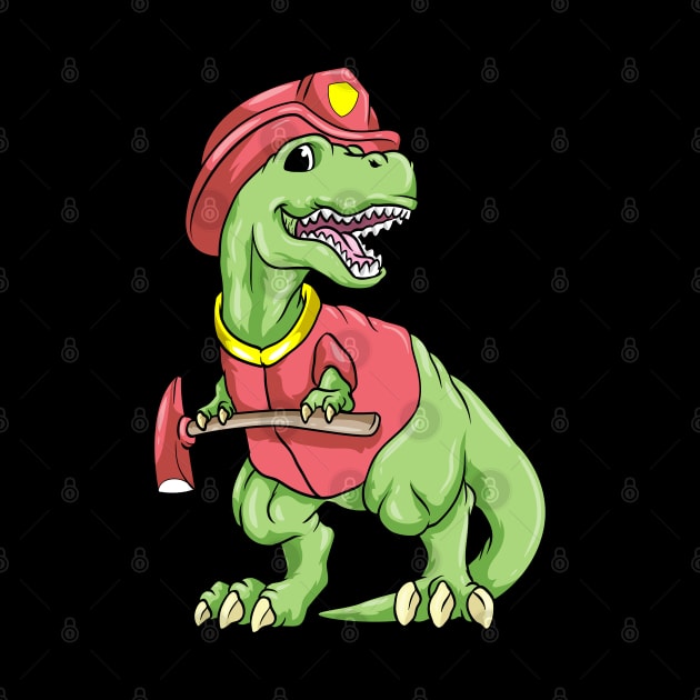 Cool dinosaur as a firefighter with an axe by Markus Schnabel