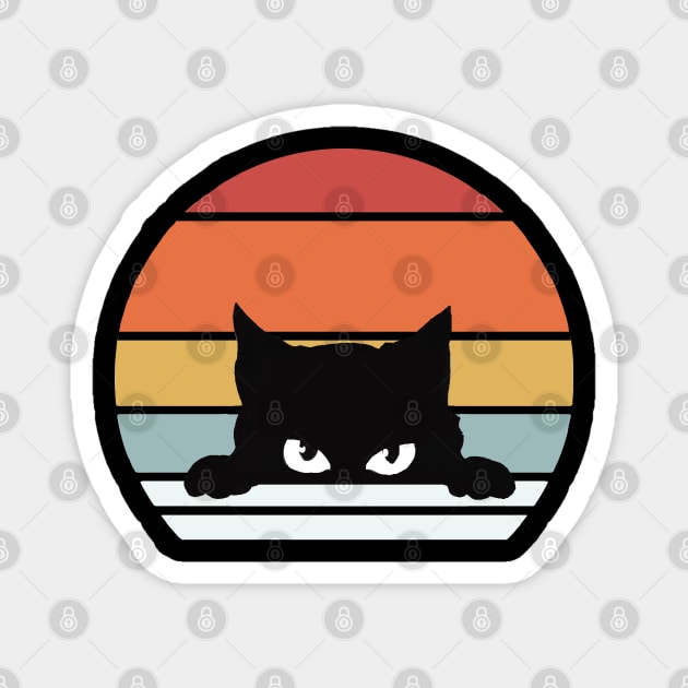 Black Kitten Retro Design Magnet by PsychoDynamics