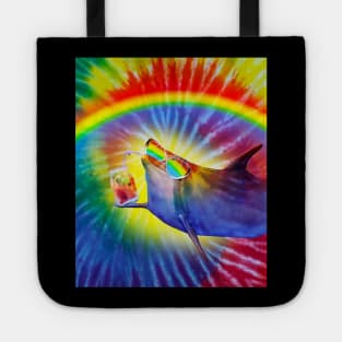 Sunglasses Dolphin On Trippy Rainbow Tie Tye Dye Tote