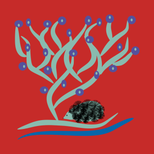 Hedgehog under a bush with berries T-Shirt
