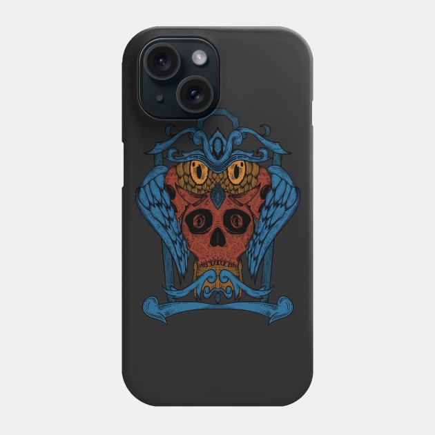 horror owl skull art Phone Case by Wellfate