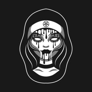 Satanic nun face with pentagram T-Shirt