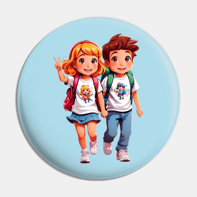 First day of school for two friends Pin by BrisaArtPrints