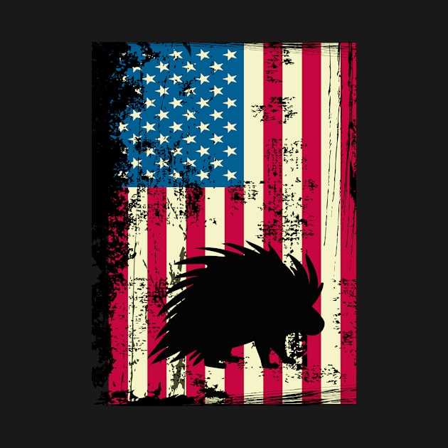 Porcupine American Flag USA Patriotic 4th Of July Gifts by KittleAmandass