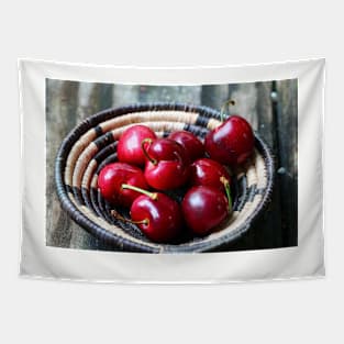 Red cherries in a basket. Tapestry