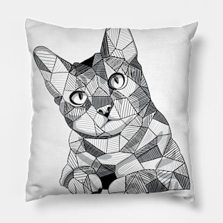 Geometric Sketchy Cat Pillow