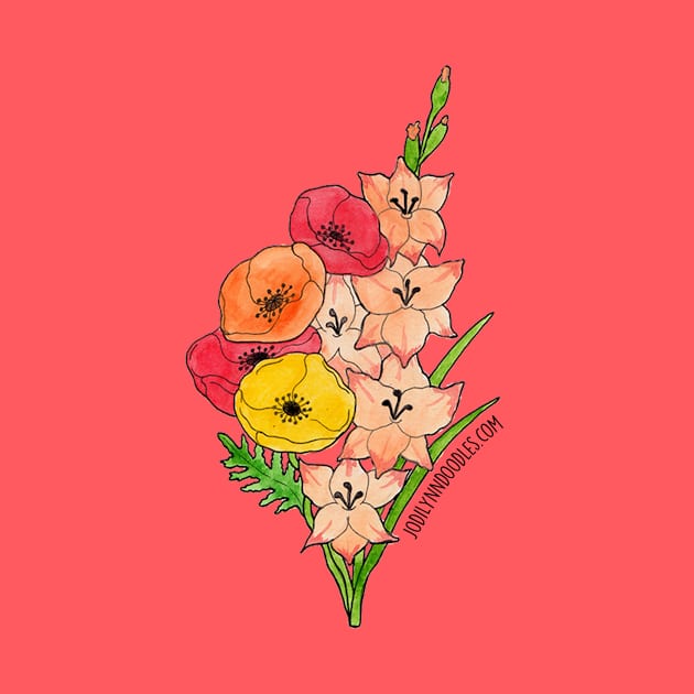 August Birth Flower - Poppies and Gladiolus by JodiLynnDoodles