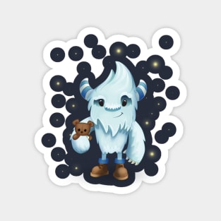 Yeti Snow Winter Monster Hiker with Teddy Bear Magnet