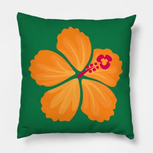 Orange Hand Drawn Hibiscus Flower Pillow