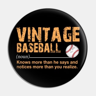 Vintage Baseball Definition Noun Costume Gift Pin