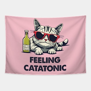 Feeling Catatonic - Funny Cat in Sunglasses Tapestry