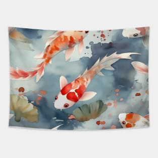 Koi fish in the pond. Tapestry