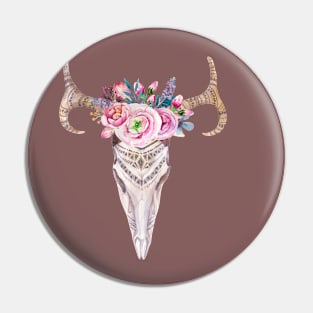 Boho chic Skull Watercolor Painting Photography deer Pin