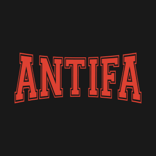 Antifa - Anti-Fascist & Anti-Nationalist Red Text Design T-Shirt